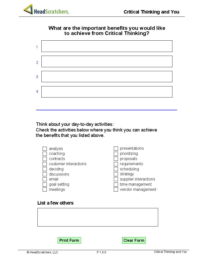 Critical Thinking and You - Form